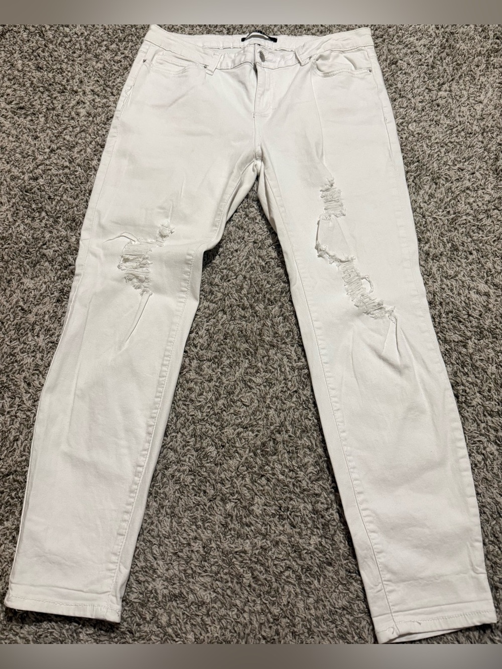 Angel Kiss Juniors White Distressed Skinny Jeans